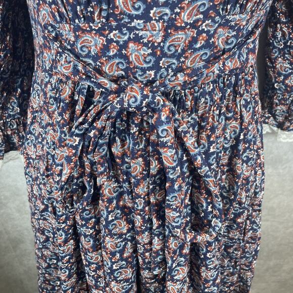 ModCloth Boho Through The Bluebells Women's M Blue Red Paisley Fit & Flare Dress - Picture 2 of 7
